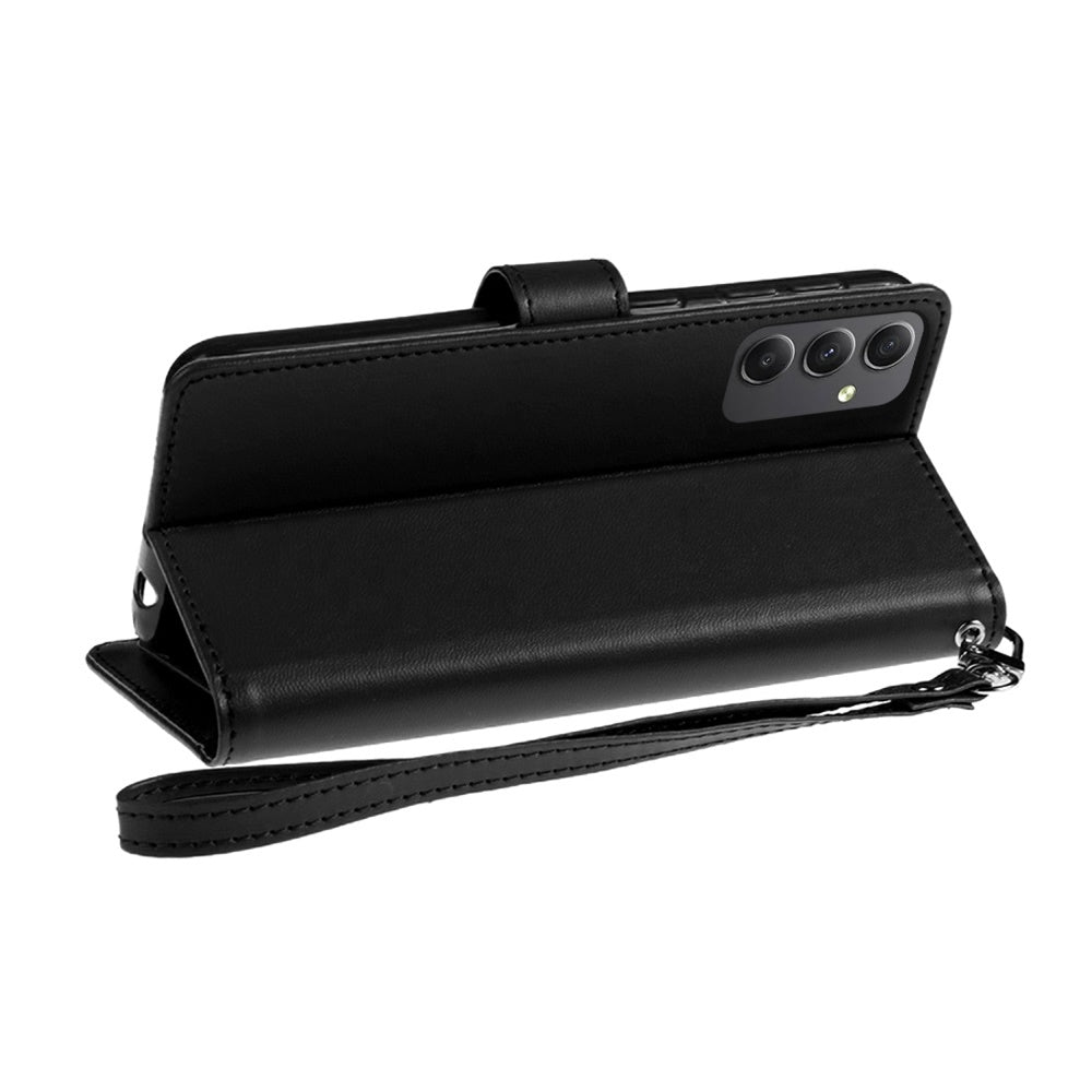 For Apple iPhone 16 (6.1") Premium Leather Wallet with Credit Card ID Slots Cash Holder Duo Flip Pouch Stand and Strap Case Cover