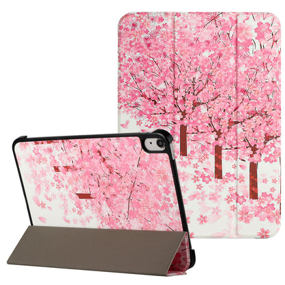 For Trifold Case with Magnetic Closure, Design Image PU Leather Folding Stand, TPU Folio Protective Shell Sakura Flowers Tablet Case Cover
