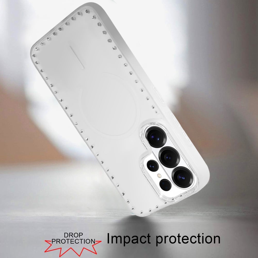 Phone Case for Samsung Galaxy S25 Ultra Magnetic Frosted Diamond Bling Edge Hybrid Shockproof Protective Matte Grip Durable Anti Scratch Premium Slim Cover
