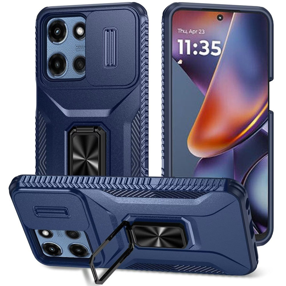For Motorola Moto G Power 5G (2025) Case, Camera Cover with Magnetic Rotation Ring Stand, Military Grade Hybrid Hard TPU Shockproof Case Cover