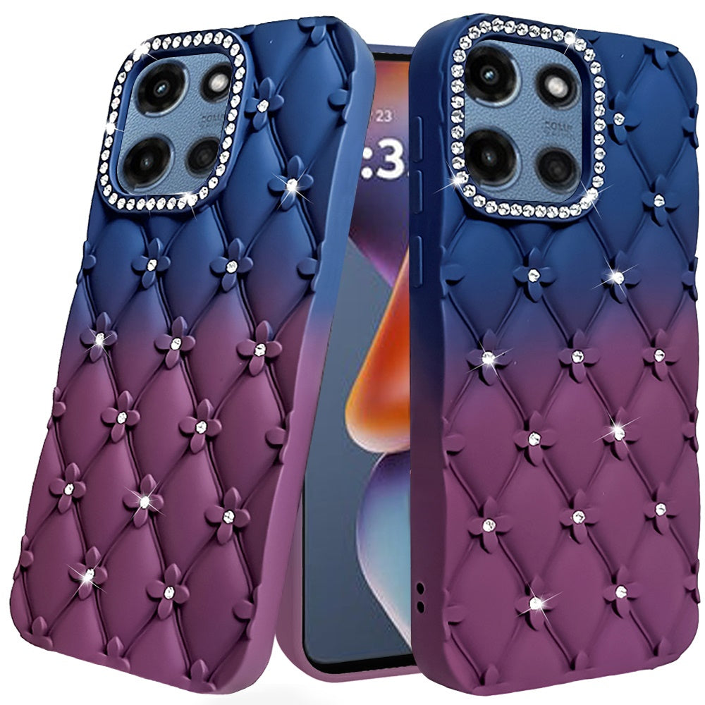 Phone Case for Motorola Moto G Play 5G 2026 Floral Glitter Shimmer Bling Hybrid Shockproof Anti Slip Thick TPU Protective Stylish Design Cover