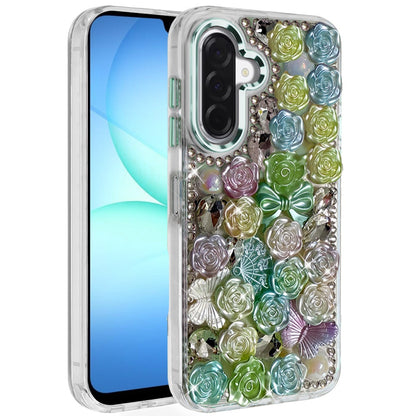 For Samsung Galaxy A17 5G Muti-Color Floral Fashion Bling Crystal 3D Full Diamonds Stones Sparkle Rhinestone Glitter Hybrid Case Cover