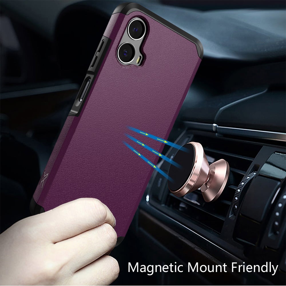 For Motorola Moto G 5G 2024 Premium Slim Tough 2in1 Hybrid Case Dual-Layer PC TPU Rubber Armor with Shockproof Protection Case Cover Dark Purple