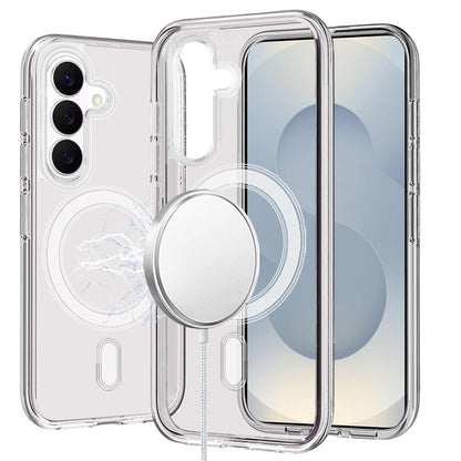 For Samsung Galaxy S26 MagSafe Compatible Transparent Hybrid Case with Magnetic Circle, Shock Absorption TPU Rubber Case Cover