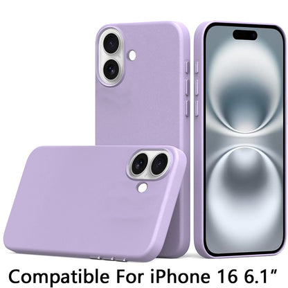 For Apple iPhone 16 (6.1") PU Leather with inner Magnetic Circle Compatible with MagSafe, Rubber TPU Colored Metal Buttons Case Cover