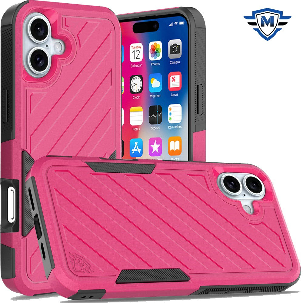 For Apple iPhone 16 Plus (6.7") Premium Design Hybrid lined Shockproof Rugged Textured 2in1 Hard PC & Silicone TPU Non Slip Tough Case Cover