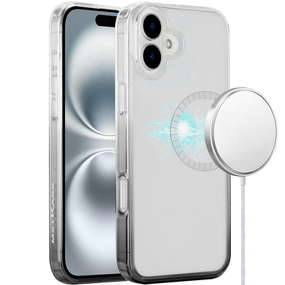 For Apple iPhone 16 (6.1") Transparent Two Tone Gradiant Magnetic Space [Compatible with Magsafe] Hybrid Shockproof Protective Case Cover