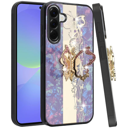 For Samsung Galaxy A37 Diamonds 3D Butterfly Bling Sparkly Glitter Ornaments Engraving Hybrid with Stand Fashion Case Cover