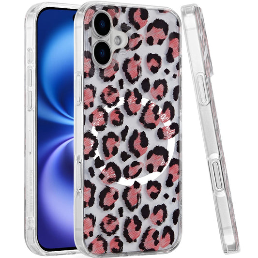 For Apple iPhone 17 Stylish Pattern Fashion IMD Printed Design TPU Double Layer Slim Shockproof with Magnetic Back Case Cover Beauty Leopard