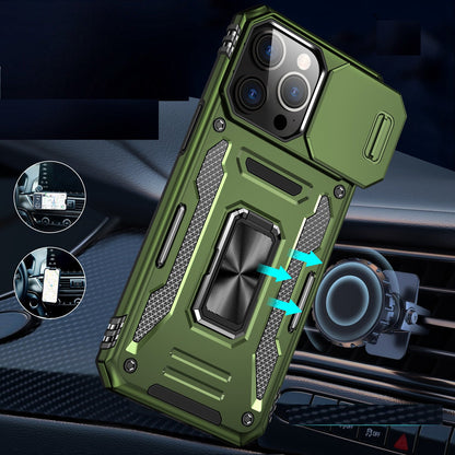 Apple iPhone 16 Plus (6.7") Hybrid Case with Rotation Ring Stand Shockproof & Camera Window TPU Armor Dropproof