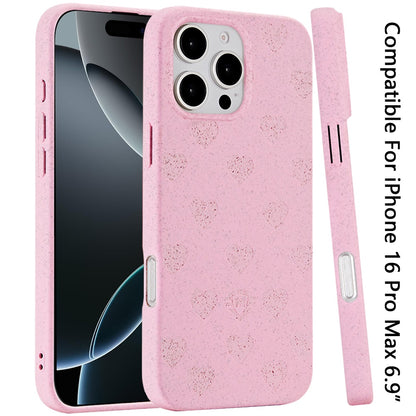 For Apple iPhone 16 Pro Max (6.9") Eco Friendly Bio-Degradable Design Hybrid Cases Slim Fit Soft TPU Drop Protection Rubber printed Case Cover