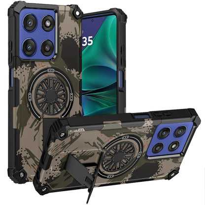 For Samsung Galaxy A17 5G Magnetic Invisible Kickstand Holder with CD Texture Design, Shockproof Hybrid Military Grade Heavy Duty Case Cover