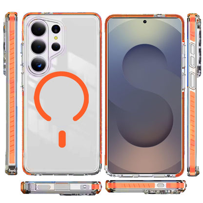 For Samsung Galaxy S26 Ultra Transparent Colored Edge Magnetic Hybrid Thick Shockproof Drop Protection Compatible with Wireless Charging Case Cover