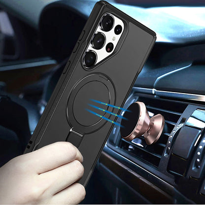 For Samsung Galaxy S26 Ultra Matte Finish Magnetic Ring Hybrid Protective Invisible Kickstand Magsafe Compatible Case Cover