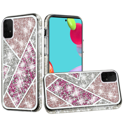 For Apple iPhone 16 (6.1") Cute Fancy Glitter Bling Diamond Rhinestone Sparkly Bumper Fashion Shiny Hybrid Rugged TPU Case Cover Rose Pink