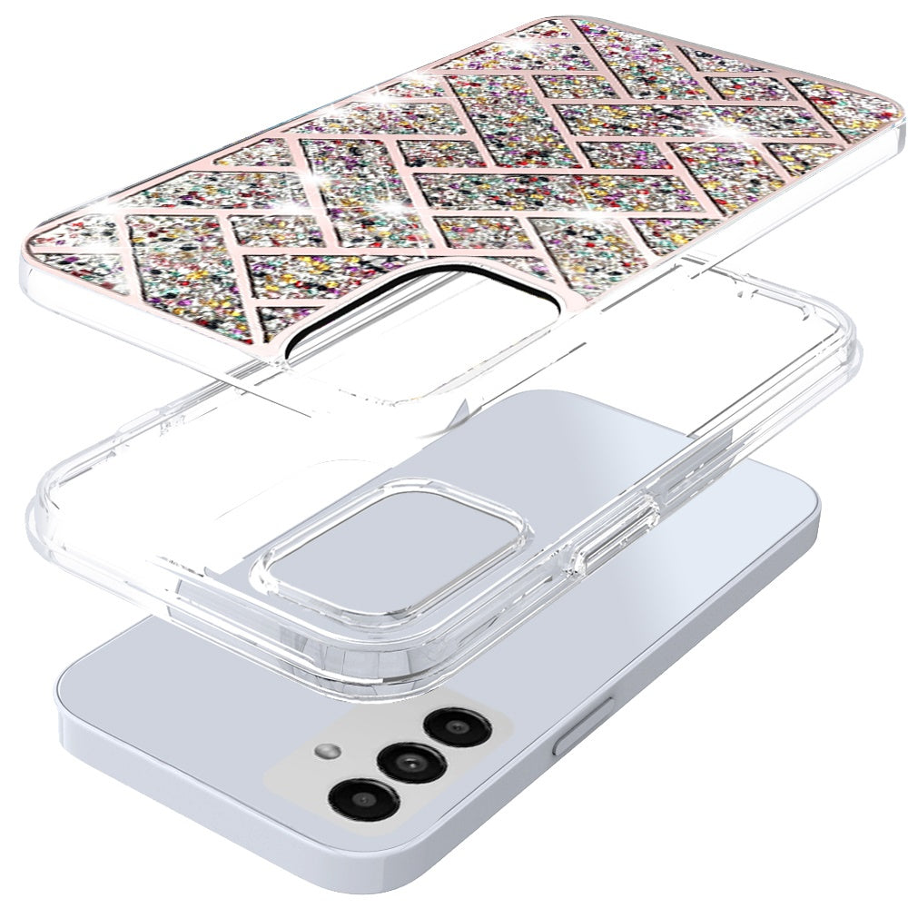 For Samsung Galaxy A16 5G Sparkly 3D Design Diamond Shockproof Protective Bling Glitter Rhinestone Hybrid Skin PC + TPU Case Cover