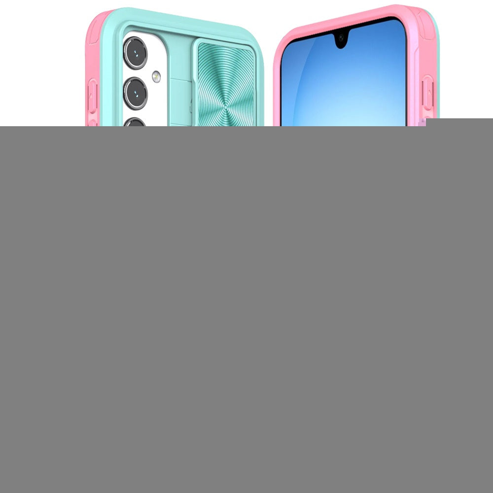 For Samsung Galaxy A17 5G Hybrid Cases with Sliding Camera Cover Transparent Shockproof Bumper TPU Protective Case Cover Pink/Blue