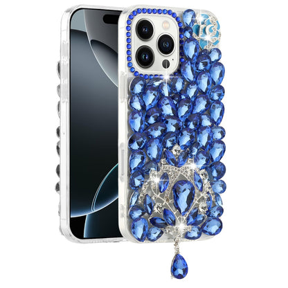 For Apple iPhone 16 Pro (6.3") Bling Crystal 3D Full Diamonds Jewelry Luxury Sparkle Rhinestone Glitter Hybrid Protective Case Cover