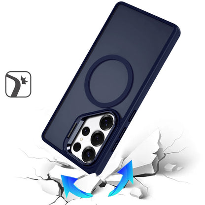 For Samsung Galaxy S25+ /S25 Plus /S24+ Plus Heavy Duty Metallic Hybrid Tough TPU with Camera Ring Stand, MagSafe Compatible, Rugged Drop Protection Case Cover