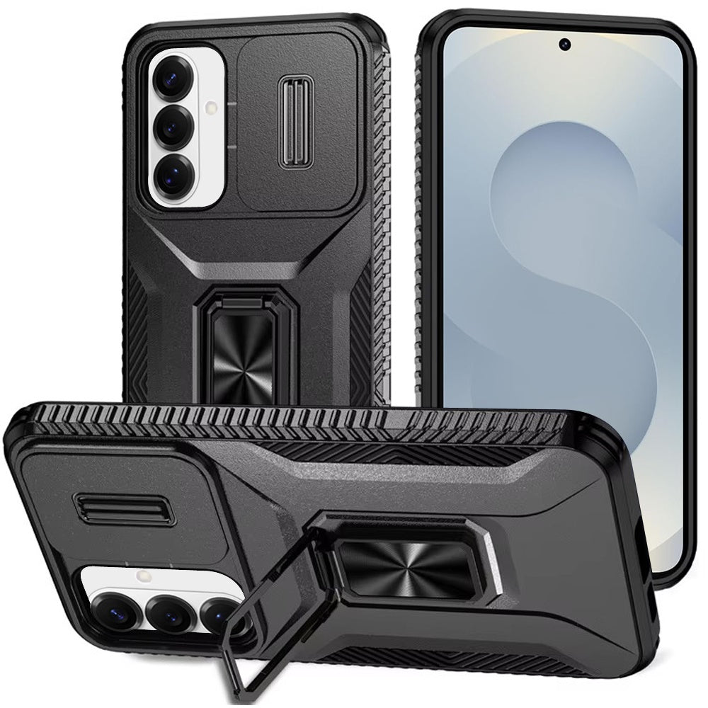 For Samsung Galaxy S26+ / S26 Plus Case, Camera Cover with Magnetic Rotation Ring Stand, Military Grade Hybrid Hard TPU Shockproof Case Cover