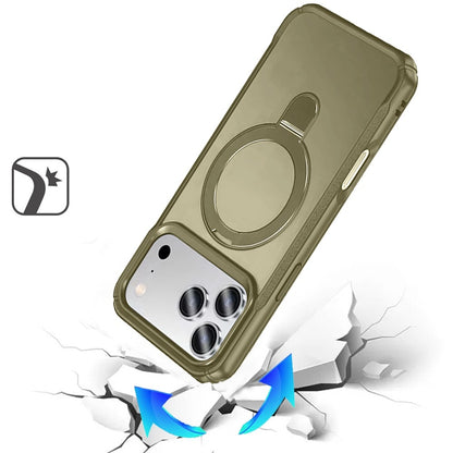 For Apple iPhone 17 Pro Max (6.9") Matte Finish Magnetic Ring Hybrid Protective Invisible Kickstand Magsafe Compatible Case Cover