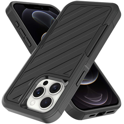 For Samsung Galaxy A36 Premium Hybrid Rugged lined Shockproof Textured 2-in-1 Non-Slip Hard PC & TPU Non Slip Tough Case Cover Black / Black