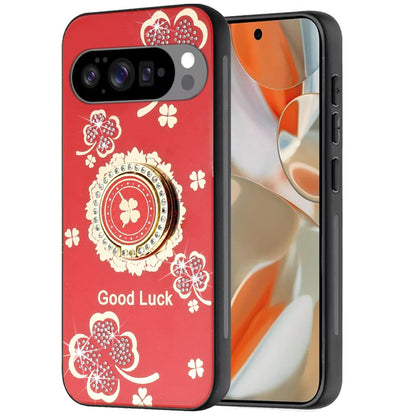 For Google Pixel 10 Pro XL Diamonds 3D Fashion Bling Sparkly Glitter Ornaments Engraving Hybrid with Ring Stand Case Cover