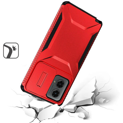 For Motorola Edge 2024 Slim Fit Shockproof Hybrid with Slide Camera Window Covering, Rugged Tpu Silicone Hard PC Bumper Case Cover