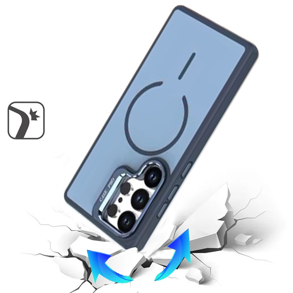 For Samsung Galaxy S26 Ultra MagSafe Compatible Matte Metallic Stand Hybrid Drop Protection Kickstand Case Cover