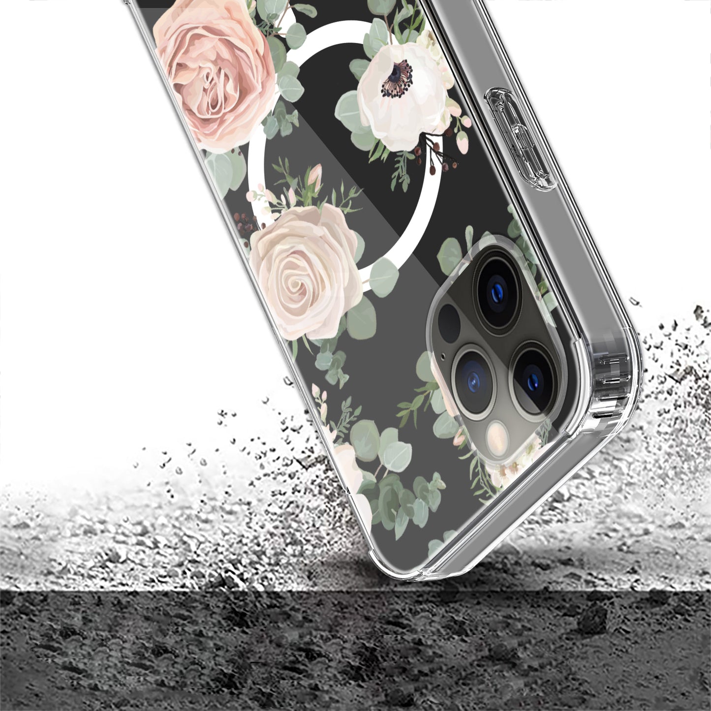 For Apple iPhone 17E /16E Hybrid Flower Design Stylish Fashion Case, MagSafe Compatible, Thick Shockproof Hard PC Case Cover