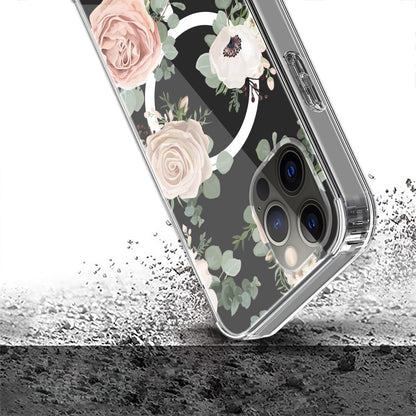 For Apple iPhone 17E /16E Hybrid Flower Design Stylish Fashion Case, MagSafe Compatible, Thick Shockproof Hard PC Case Cover