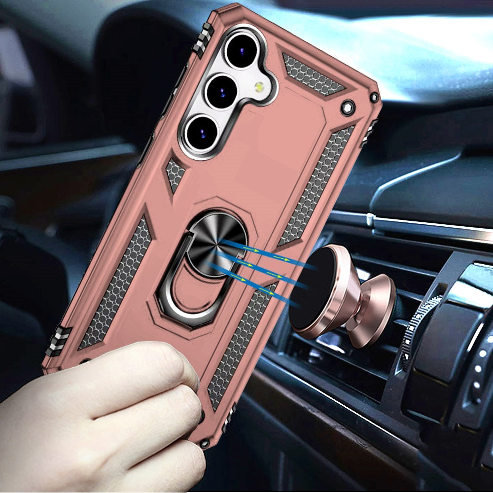 For Samsung Galaxy S25 Plus /S25+ /S24/Plus Hybrid Shockproof Durable 360 Degree Rotatable Ring Stand Holder Kickstand Fit Magnetic Car Mount Case Cover
