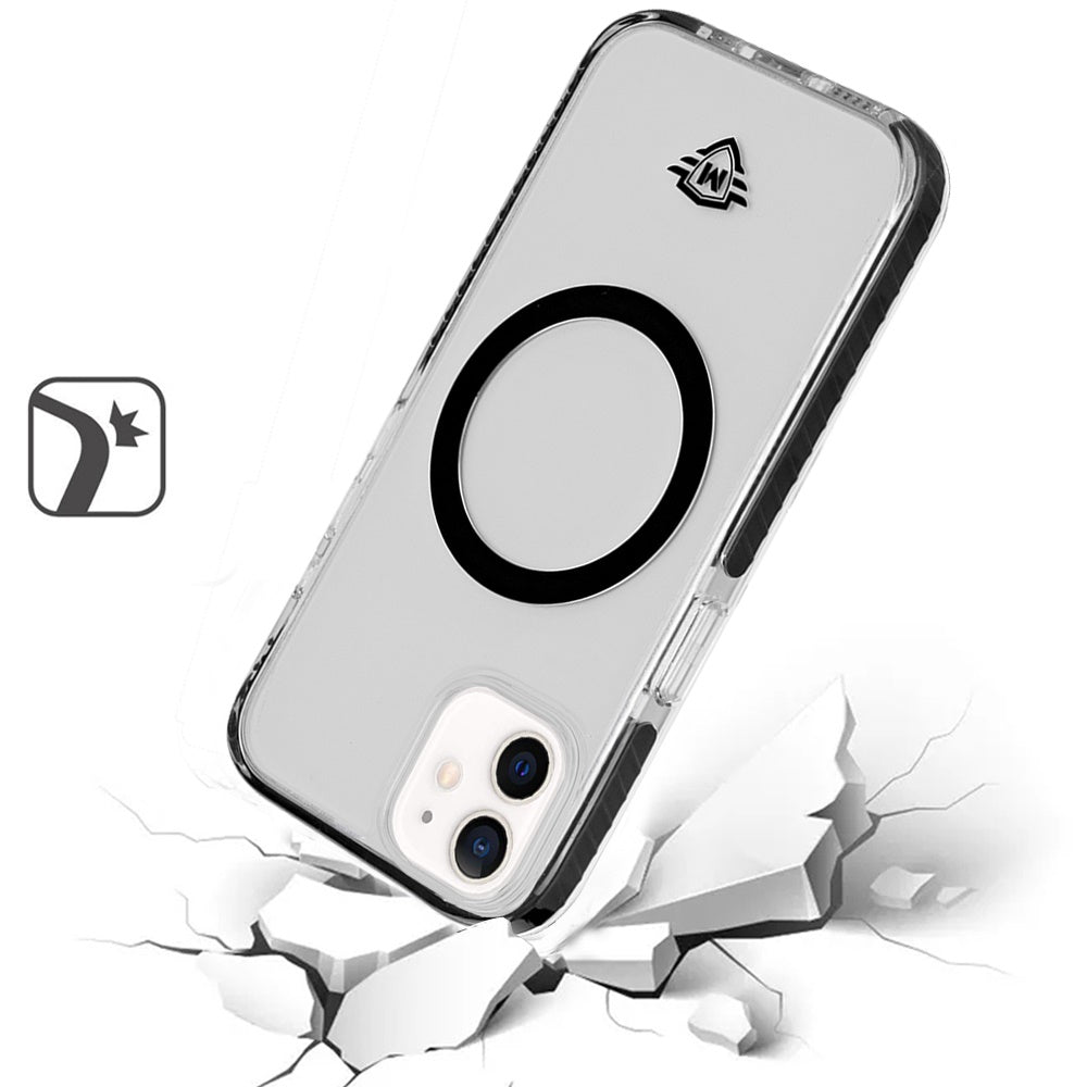 For Apple iPhone 16 Pro (6.3") Hybrid Transparent TPU Circle Magnetic [Compatible with MagSafe] Shockproof Color Frame Bumper Case Cover