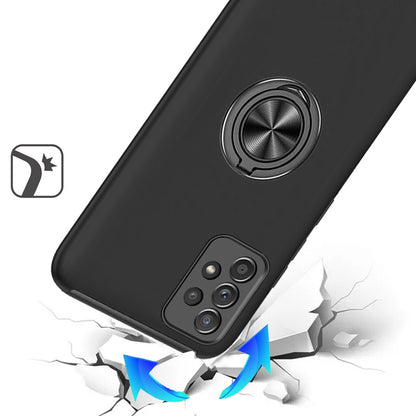 For Samsung Galaxy A52 5G Hybrid 360 Degree Rotatable Metal Invisible Ring Stand Holder Slim Fit Magnetic Car Mount Shockproof Case Cover Black