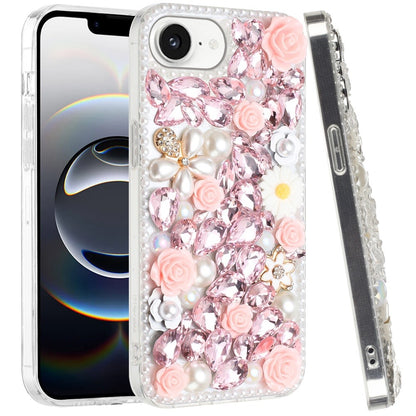 For Samsung Galaxy S25 EDGE Fashion Rose Flower Floral Bling Crystal 3D Full Diamonds Pearl Sparkle Rhinestone Glitter Hybrid Case Cover