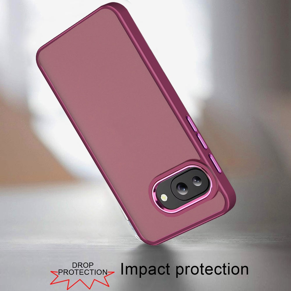 For Google Pixel 9A Slim Fit Hybrid Transparent Thick Acrylic with Metal Buttons Frame Protective Hard PC + TPU Shockproof Case Cover