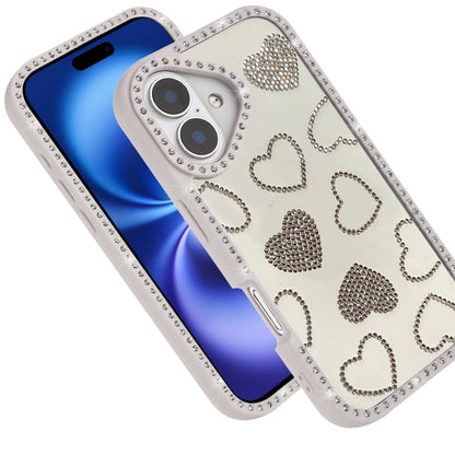 For Apple iPhone 17 (6.3") Spread Love Glitter Shimmer Bling Diamond Edge Hybrid Drop Protection Shockproof Design Case Cover