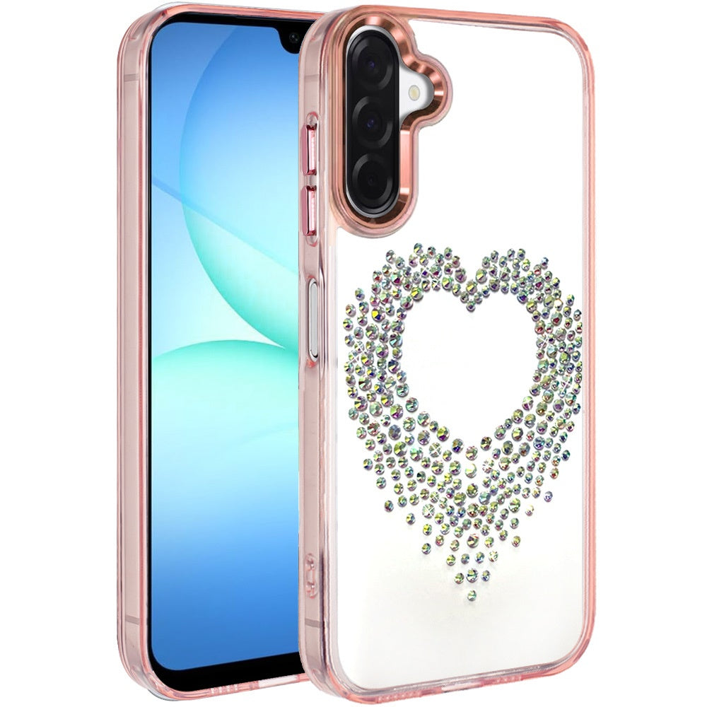 Angel Hearts Bling Glitter Diamond Hybrid TPU Cover, Colorful Frame Shockproof Protective Back