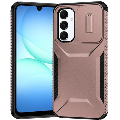 For Samsung Galaxy A17 5G Slim Fit Shockproof Hybrid with Slide Camera Window Covering, Rugged Tpu Silicone Hard PC Bumper Case Cover Rose Gold