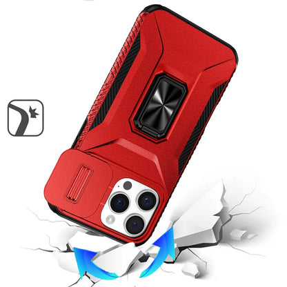 Phone Case for iPhone 14 Pro Max (6.7") Magnetic Ring Stand Camera Protection Shockproof Heavy Duty Kickstand Rugged Grip Anti Scratch Hybrid Cover Red