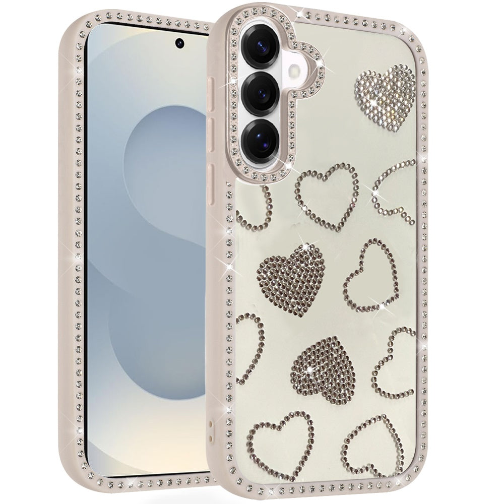 For Samsung Galaxy A57 Spread Love Glitter Shimmer Bling Diamond Edge Hybrid Drop Protection Shockproof Design Case Cover