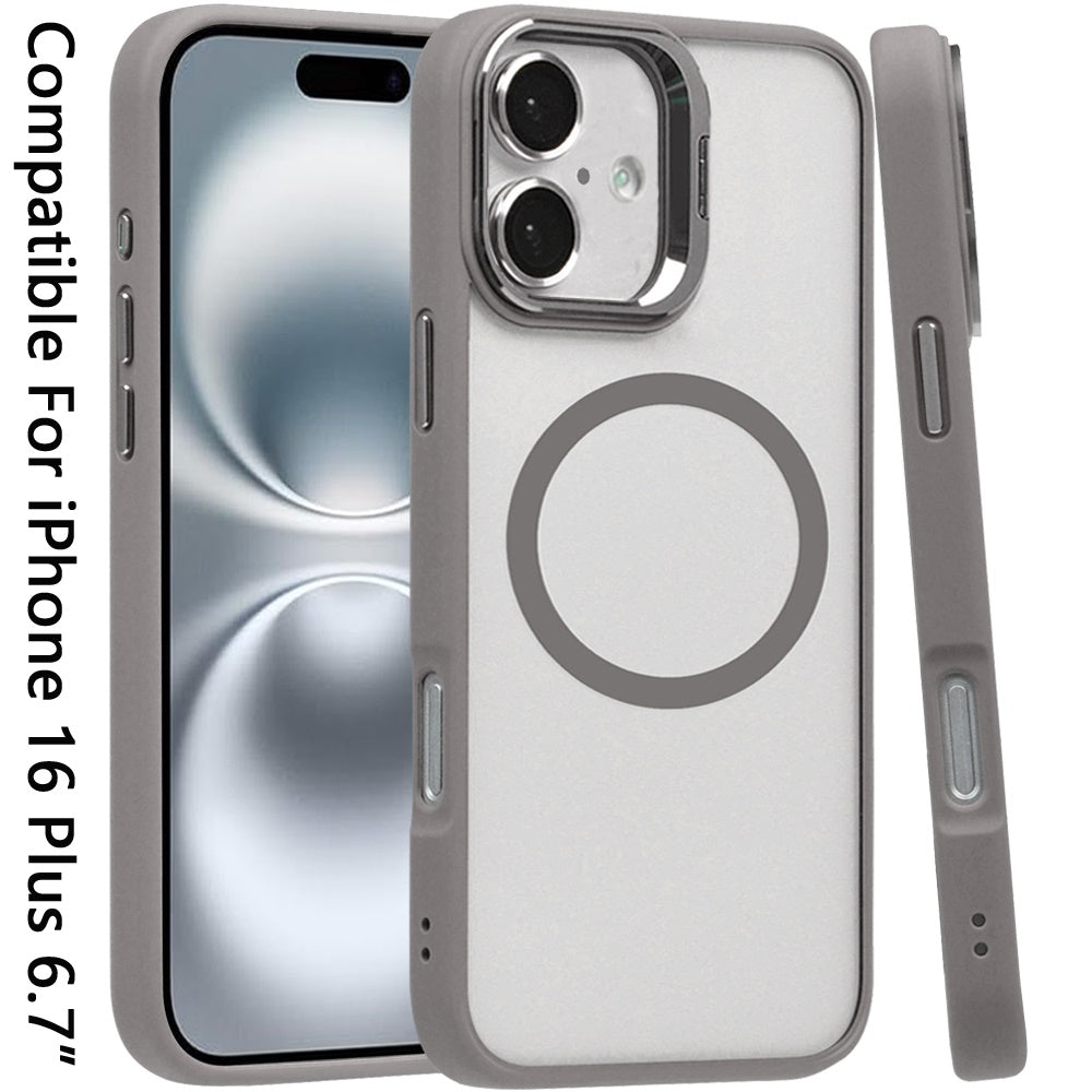 For Apple iPhone 16 (6.1") Hybrid Magnetic Cool Case with Camera Stand Fits MagSafe Accessories Shockproof Case Cover