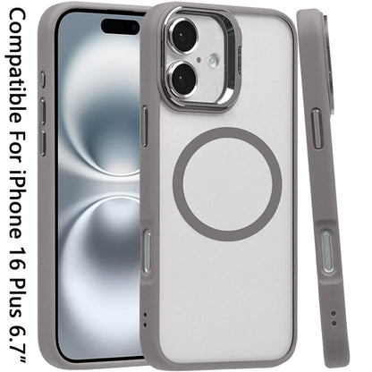 For Apple iPhone 16 (6.1") Hybrid Magnetic Cool Case with Camera Stand Fits MagSafe Accessories Shockproof Case Cover
