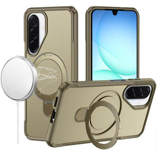 For Samsung Galaxy A17 5G Matte Finish Magnetic Ring Hybrid Protective Invisible Kickstand Magsafe Compatible Case Cover