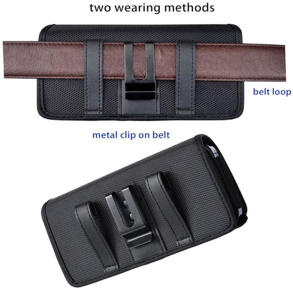 For Apple iPhone 16 Plus (6.7") Universal Dual Phone Holster Horizontal Pouch for 2 Phones, Double Decker Belt Clip Case with Credit Card Slots Wallet Cover [Black]