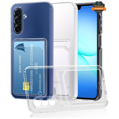 For Samsung Galaxy A17 5G Clear Slim TPU Phone Case with Credit Card Slot Back, Transparent Protective Shockproof Case Cover