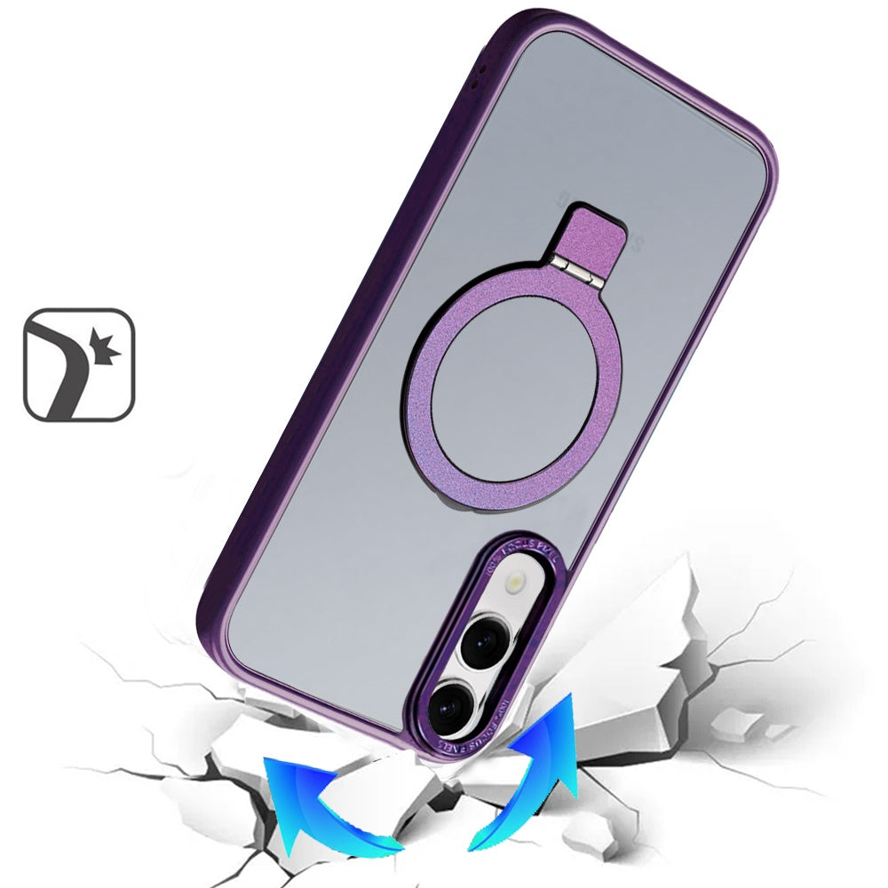 For Samsung Galaxy S25 EDGE Magnetic Metal Matte with Built-in MagSafe Stand, Hybrid Shockproof Armor, TPU Frame Case Cover