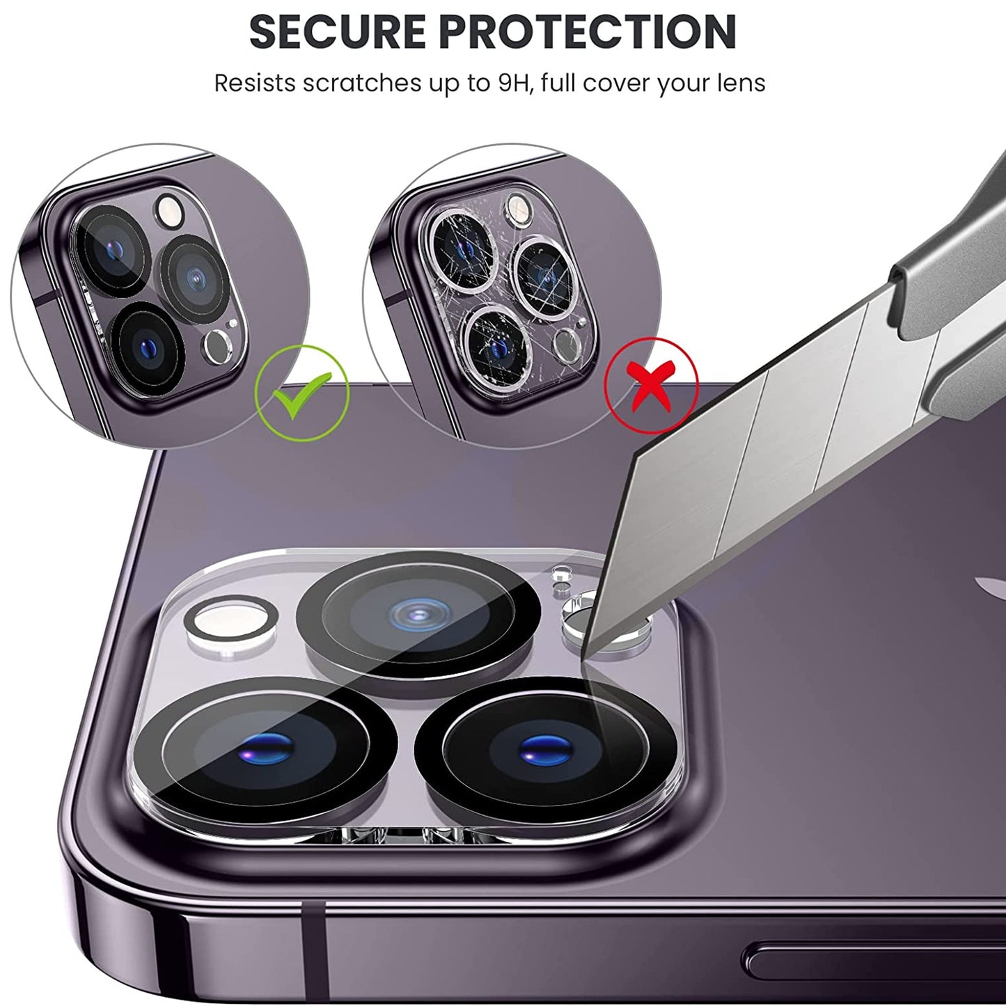 For Apple iPhone 16 Pro (6.3") Tempered Glass Camera Lens Protector Ultra HD, 9H Hardness, Scratch Resistant Back Camera Protection Case Cover Clear