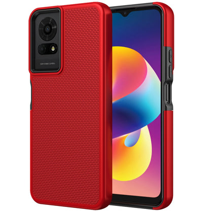 For TCL 50 LE Dual Layer Heavy-Duty Hybrid Rugged Case Rugged Texturized TPU & PC Shockproof Silicone Military Grade Case Cover Red
