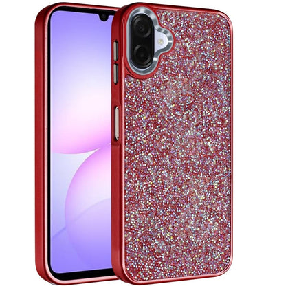 For Samsung Galaxy A07 Crystal Sparkle Diamond Glass Full Mini Glitter Bling Frame TPU Hybrid Protective Case Cover